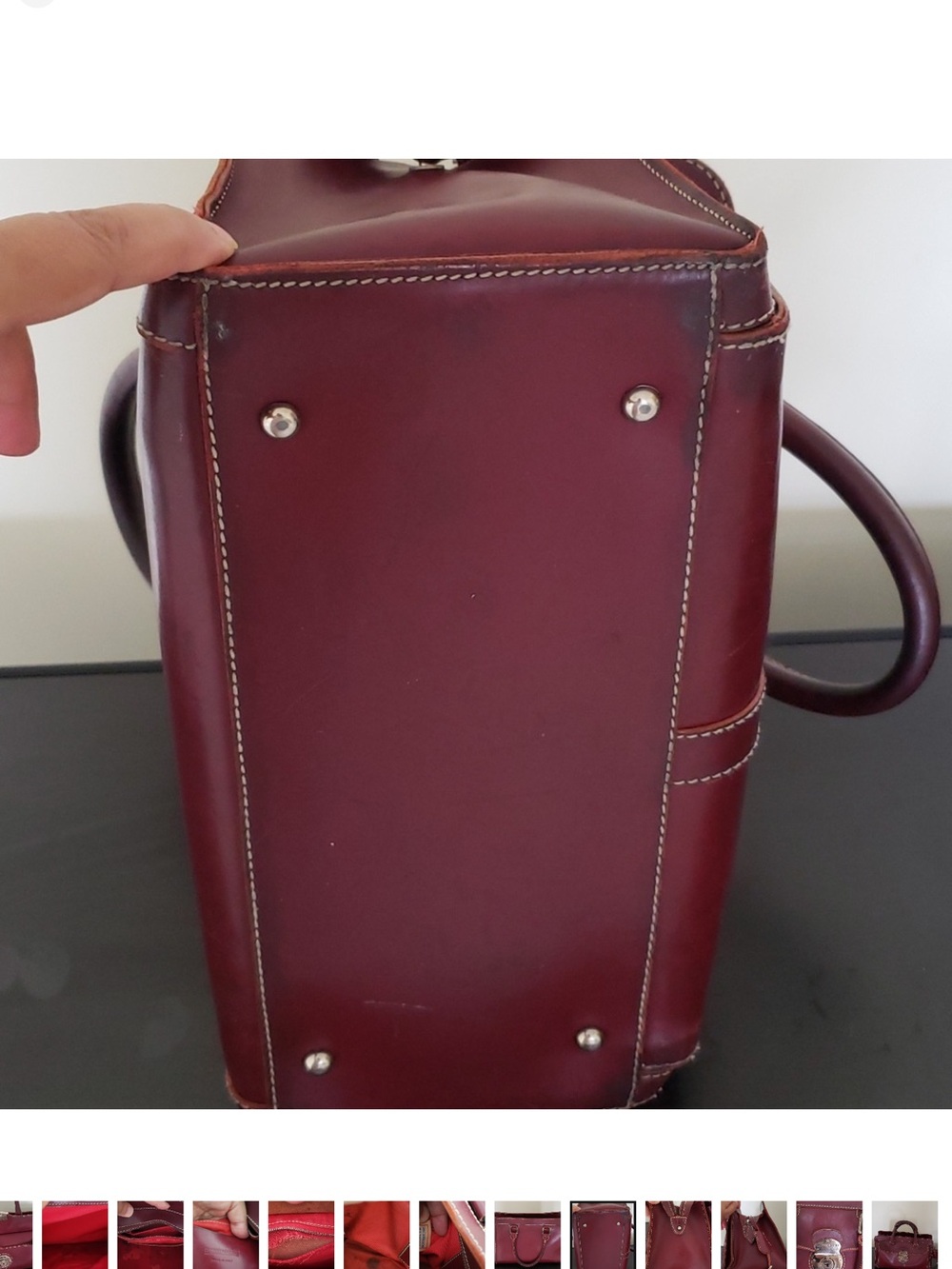 Dooney & Bourke Burgundy Leather Satchel with Brass Lock ALTO - Picture 9 of 12